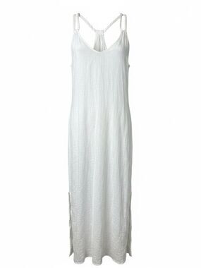 Rachel Zoe 100% Linen White Braided Strap Maxi Dress M Beach Coastal Boho
